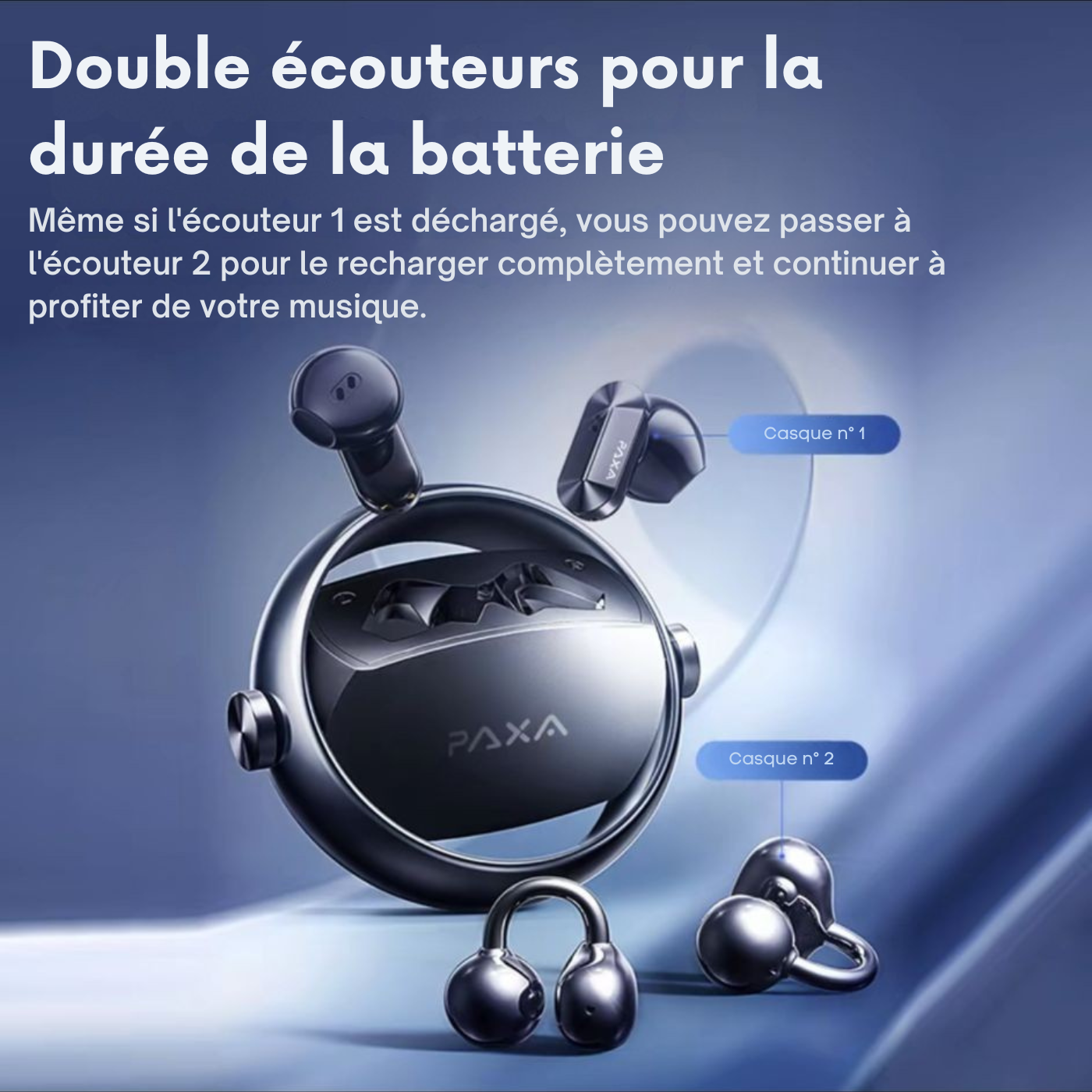 PAXA - Écouteurs double mode, 2 modes d'utilisation, utilisables simultanément
