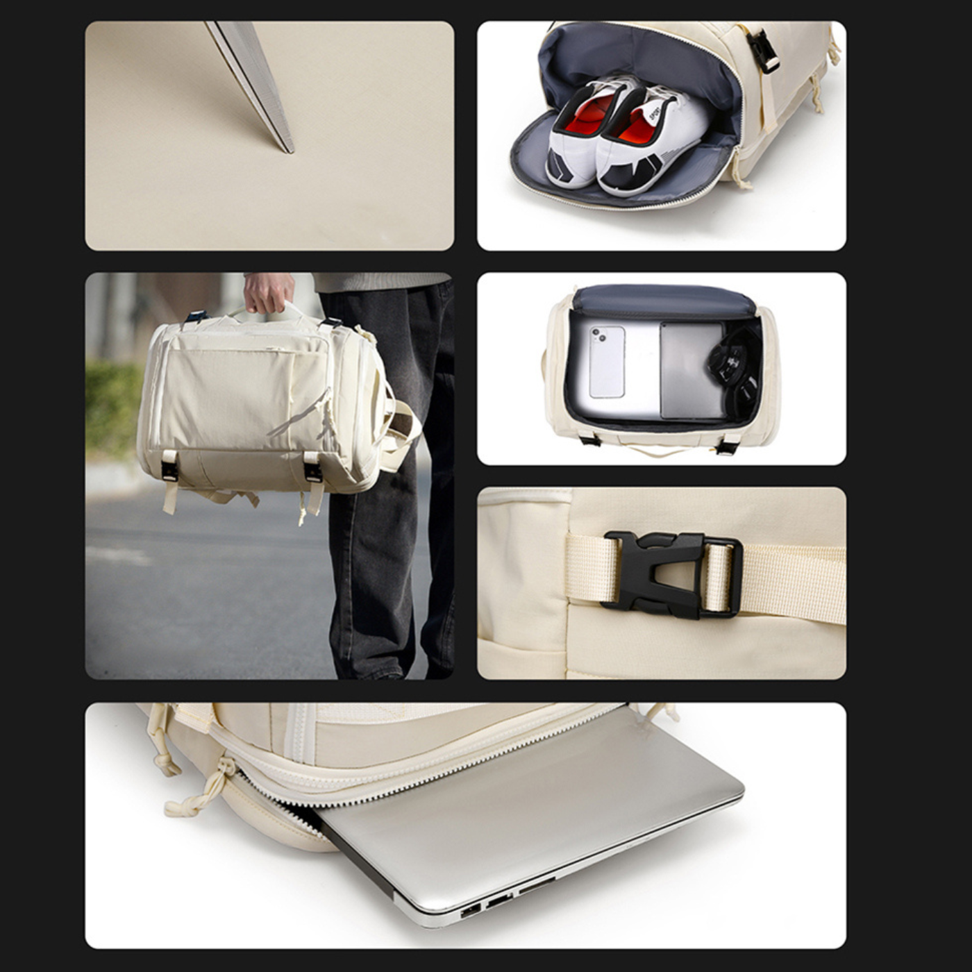 DriftPack – Sac à dos avec 6 poches, compartiment PC et espace chaussures