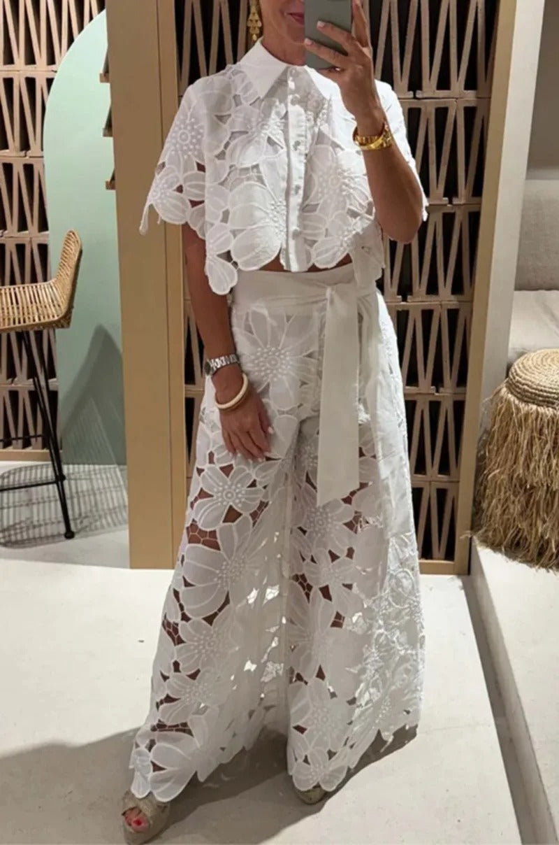 Set 2 Pezzi - Camicia con maniche ampie + Pantalone palazzo